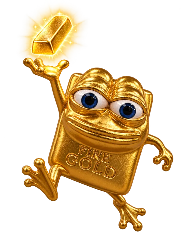 Pepegold, a smiling gold-ingot mascot
